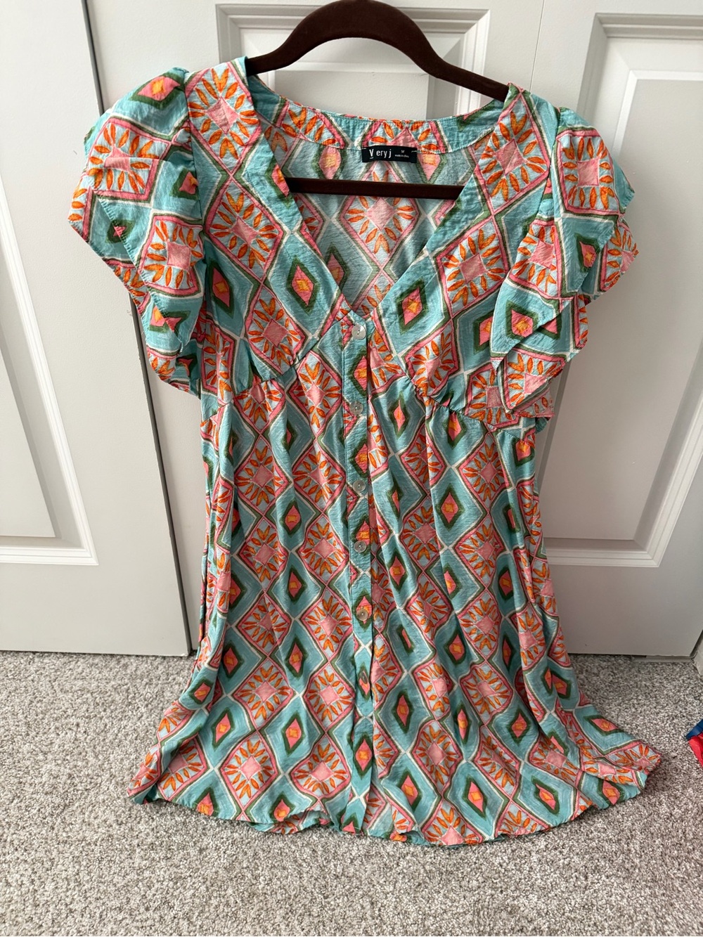 Very J Boho Hippie Retro Relaxed Mini Dress